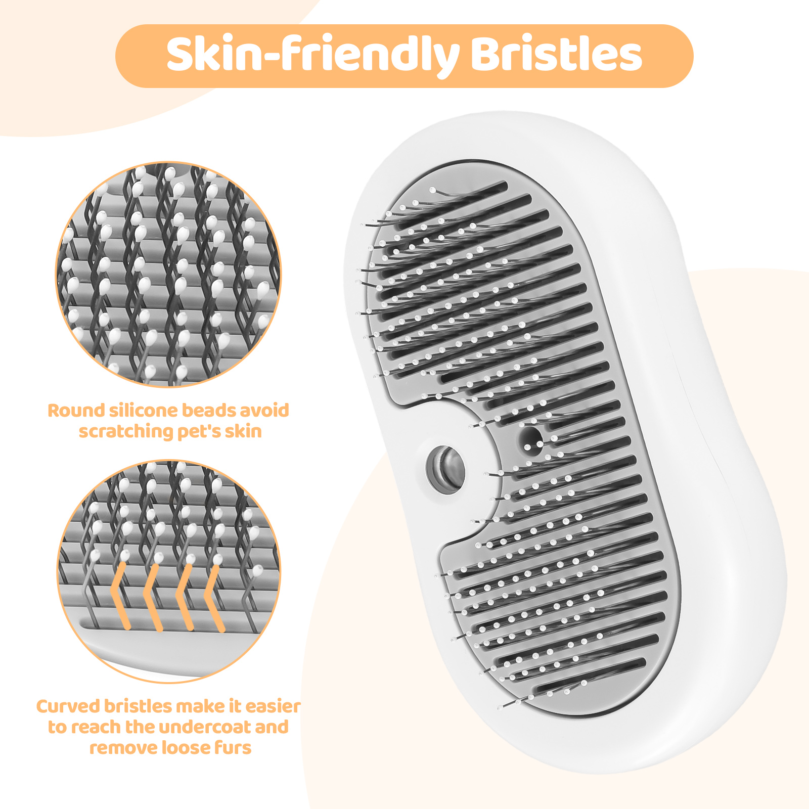 Cat Steam Brush For Grooming - Short & Long Haired, Self Cleaning Pet Shedding — image 4