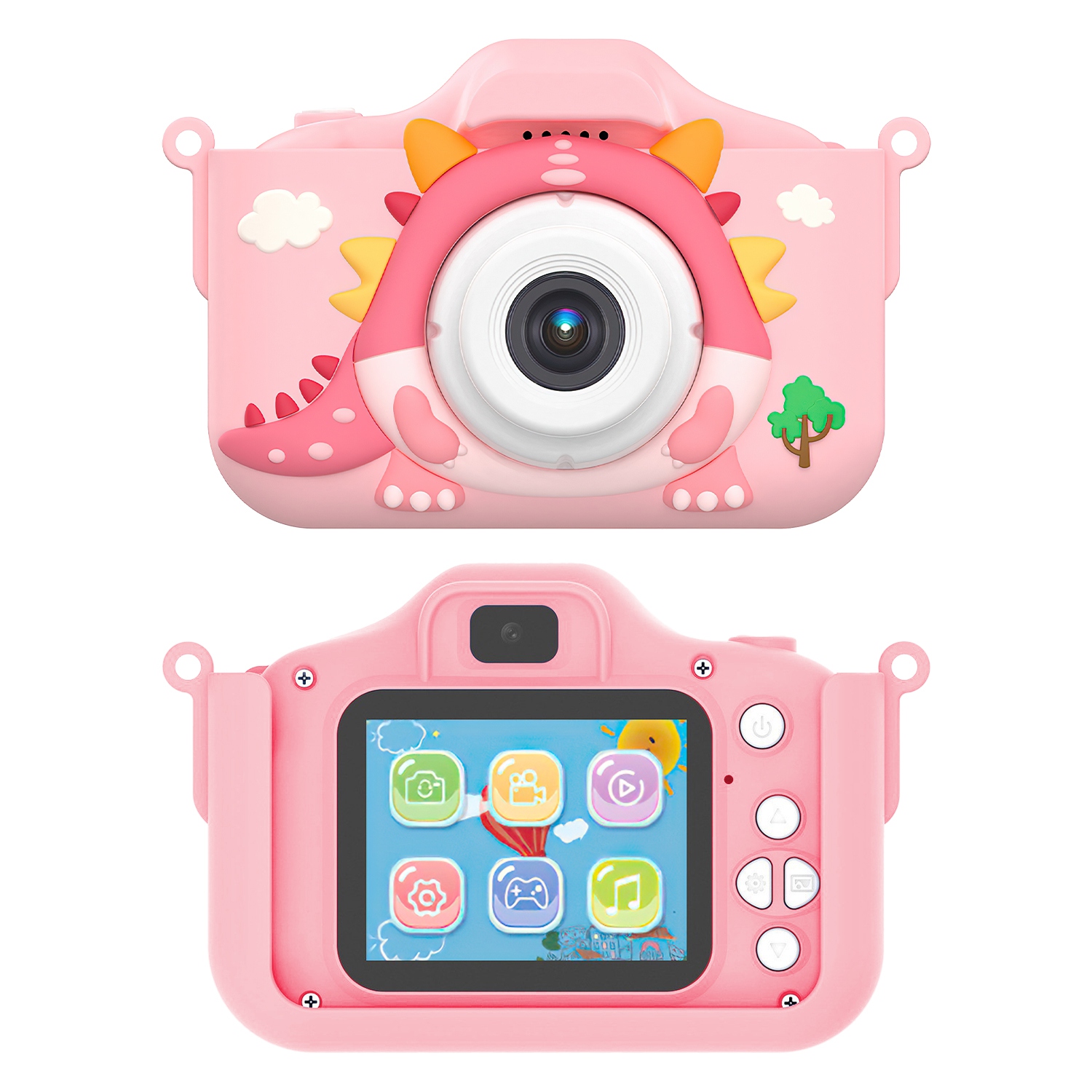 Pink-Blue Options -- 1Pc Dinosaur Kids Selfie Camera Cartoon Camera 48MP 1080P HD Digital Camera With Cartoon Case Card Reader 32G MMC Card For Boys Girls Above Aged 6 Years Old