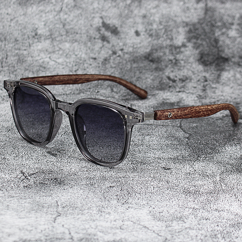 Title 1, Retro Wood Grain Polarized Myopia Sunglasses UV...