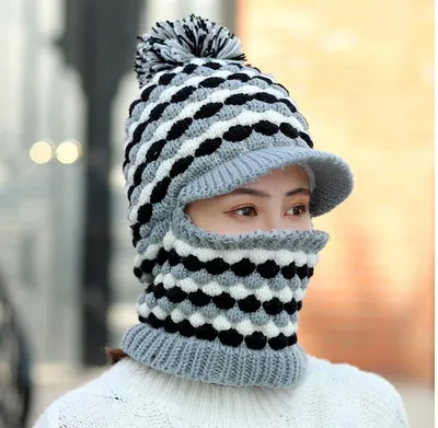 Women's Winter Fleece Thickened Knitted Warm Ear Protection Hat Grey - Shop at LoveMi