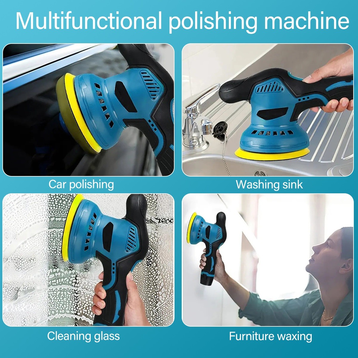 Cordless Car Polisher Buffer Sander Machine Polishing Pads Kit  2x Batteries 9