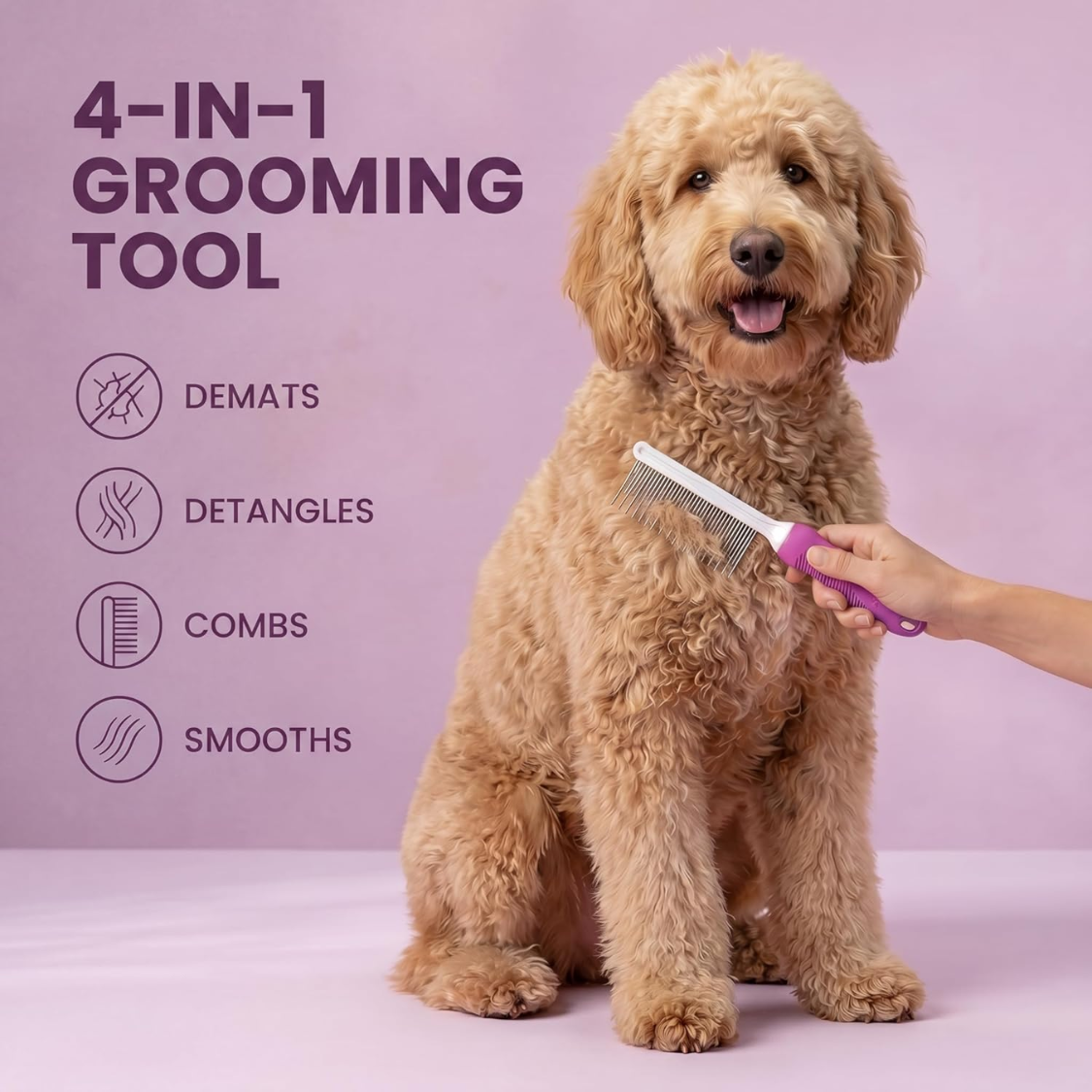 Peigne pour animaux de compagnie avec dents longues et courtes en acier inoxydable – Image 4