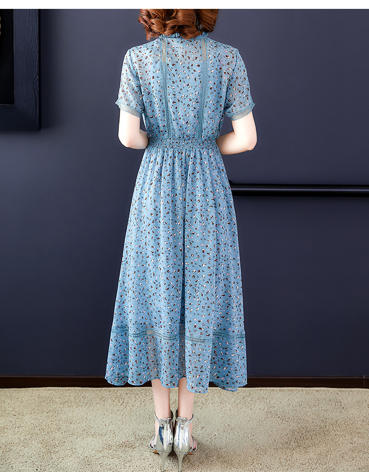 Chiffon Dress Summer Fairy Chic Gentle Short-sleeved Mid-length Floral Skirt