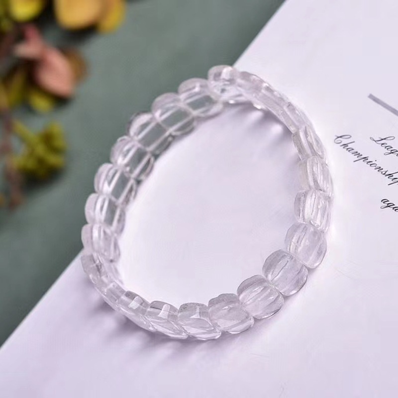 Title 2, Natural White Crystal Single Loop Bracelet