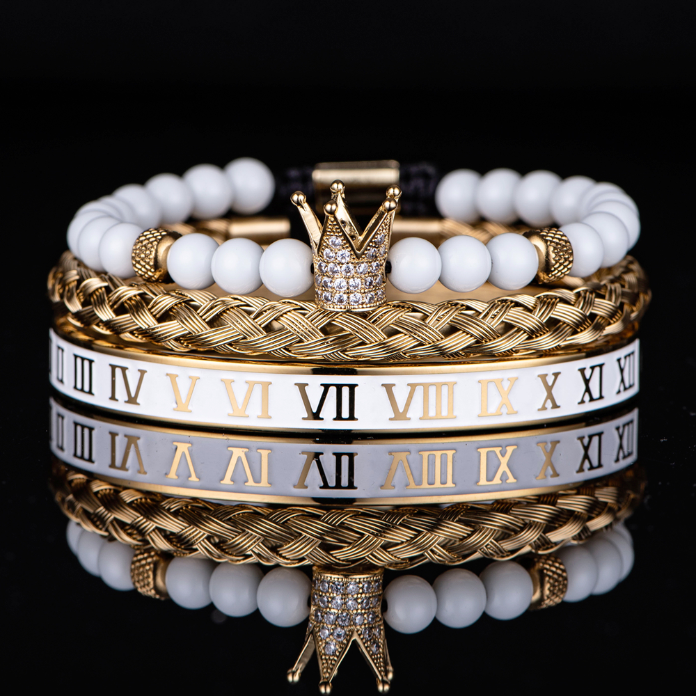 Crown With Roman Numerals Stainless Steel Bracelet
