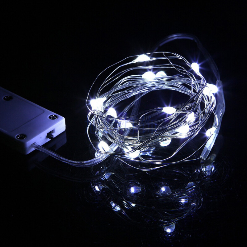 6 Pack 20 LEDs Battery Operated Mini LED Copper Wire String Fairy Lights Part 2m---1PCS Warm White    With Batteries