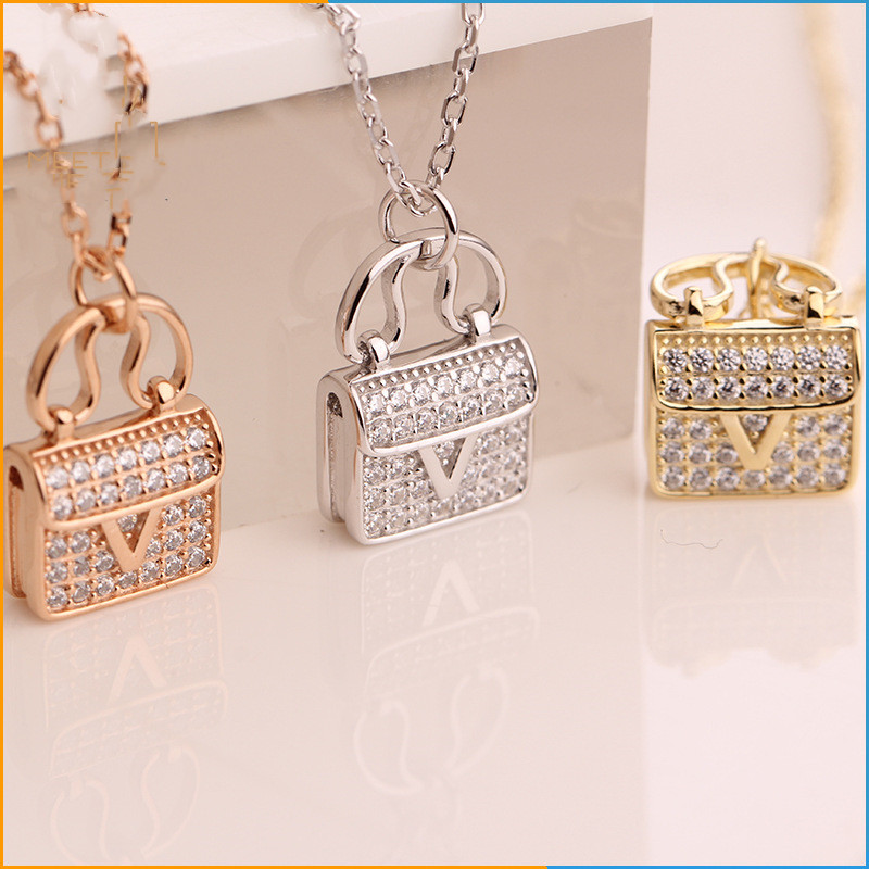 Diamond 925 Pure Handbag Silver Necklace Women