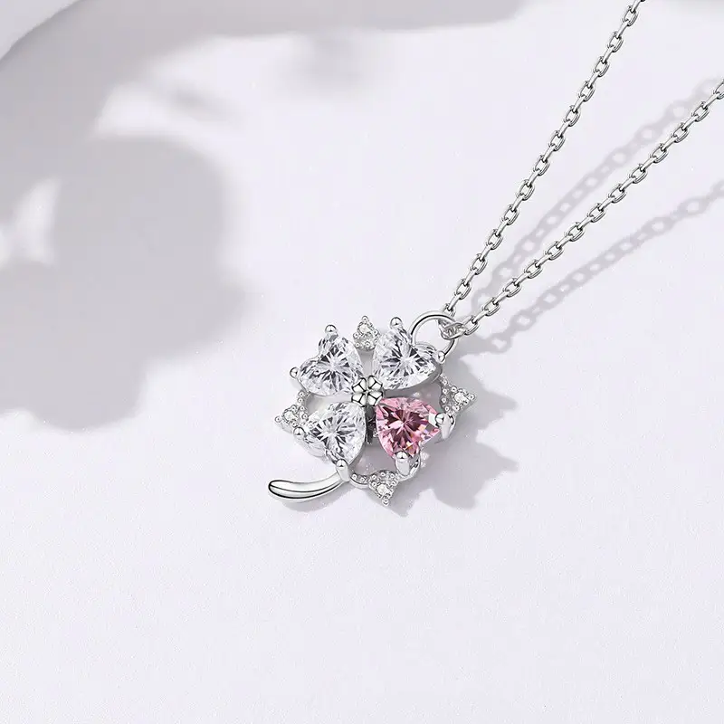 Lucky Four Leaf Grass Necklace Female Mori Series