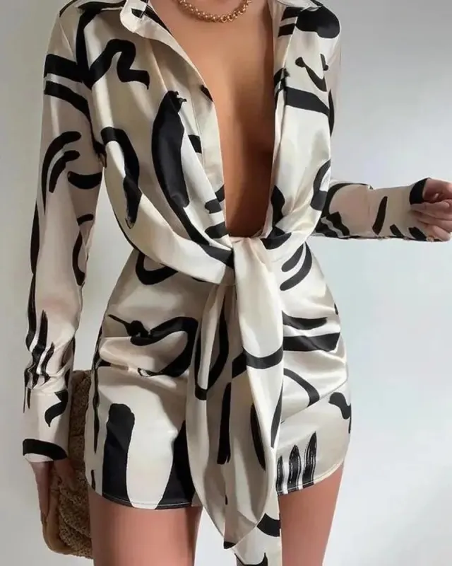 Women's Waist Slim Deep V neck Dress White - Shop at LoveMi