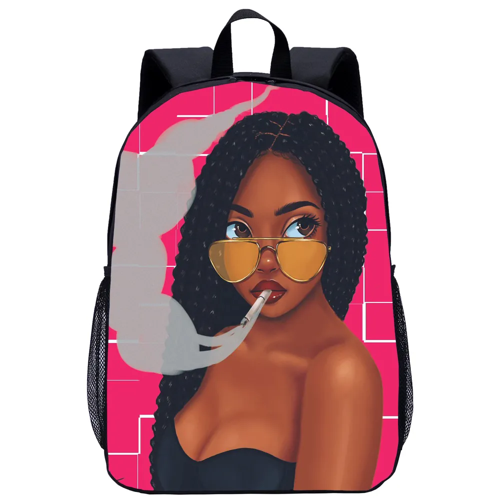 African Girl Student School Bag Child