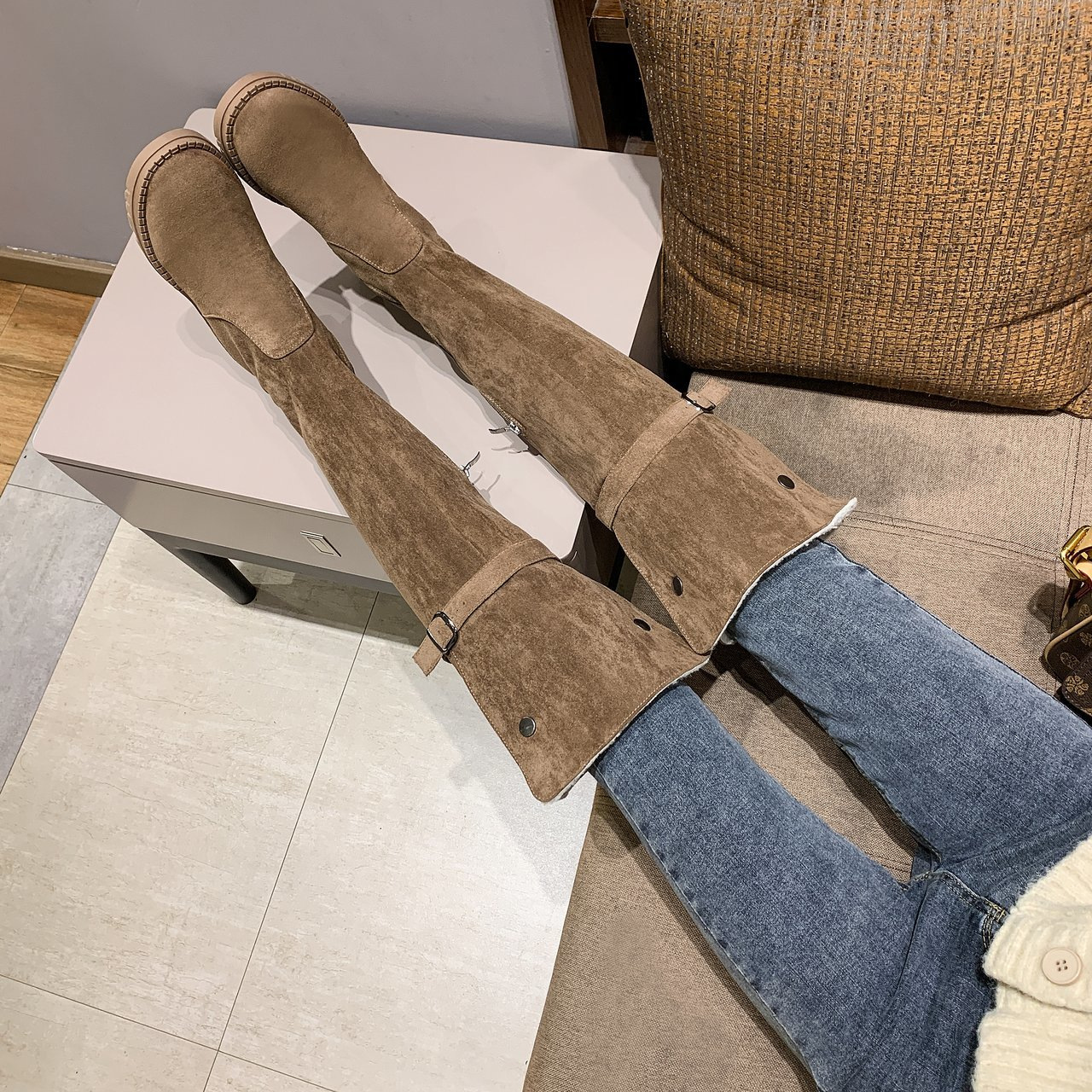 Thick-heeled Over-the-knee Plus Fleece Snow Boots