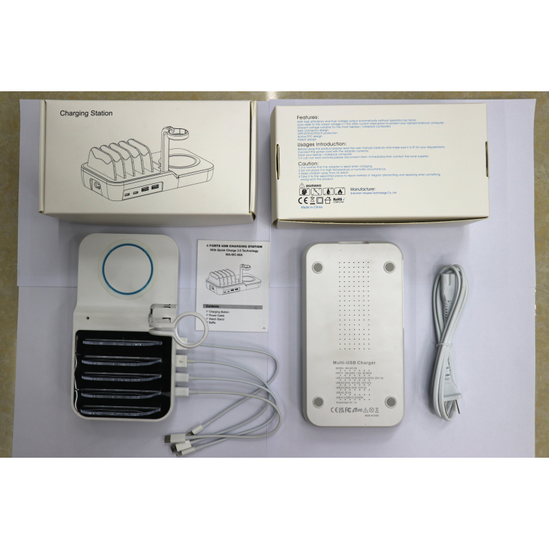 70W Charging Station For Multiple Devices, 5 In 1 Fast Charging Dock With 10W Max Wireless Charger And 4 Ports , 30W USB C PD Fast Charging For IPad, IPhone,Tablets,Kindle