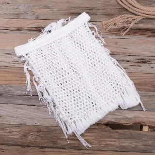 Handwoven Cutout Swimsuit Bikini Maxi Skirt - White