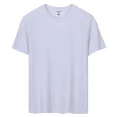 Solid Colour Round Neck Short Sleeve Casual Advertising Shirt T-shirt - White - View 1