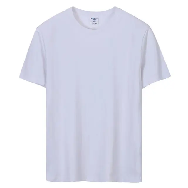 Solid Color Round Neck Short Sleeve Casual Advertising Shirt T shirt White - Shop at LoveMi
