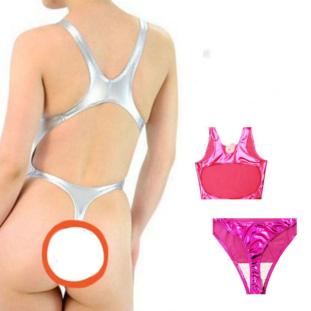 Women's Fashion Simple Solid Color Rubber Surface Bikini Swimsuit - Image 5