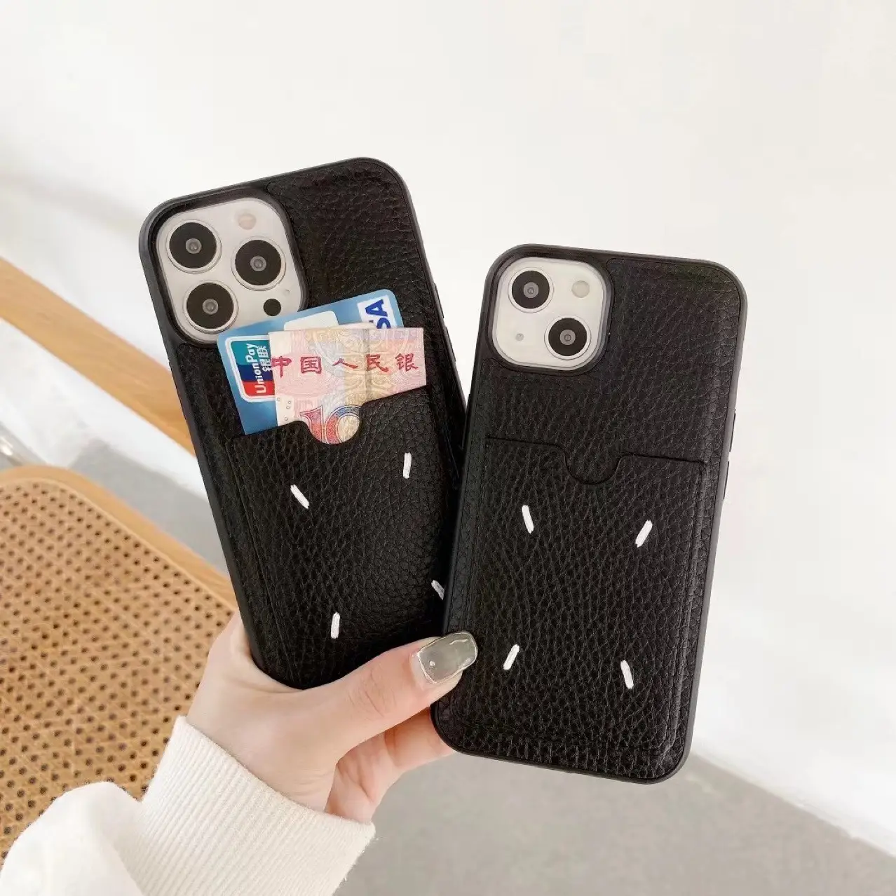 Lychee Pattern Card Shockproof Phone Case