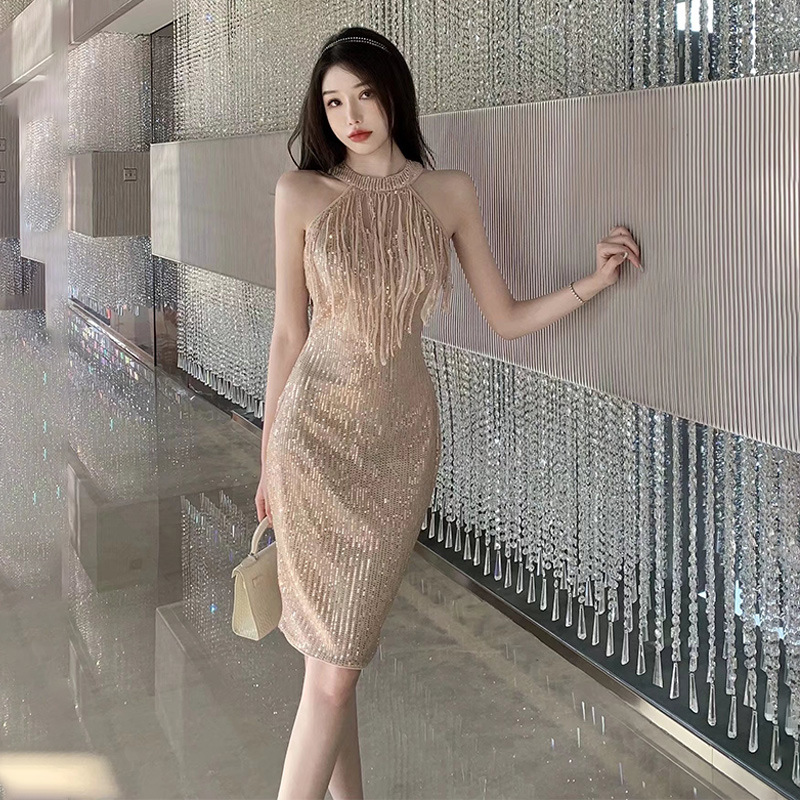 Halterneck Sequin Wrap Dress, picture 4 of 5