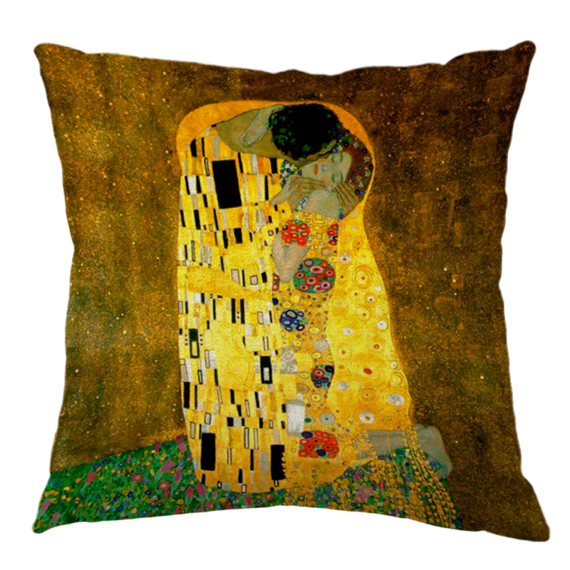 Title 2, Klimt Retro Art Niche Pillow Cover, adding arti...