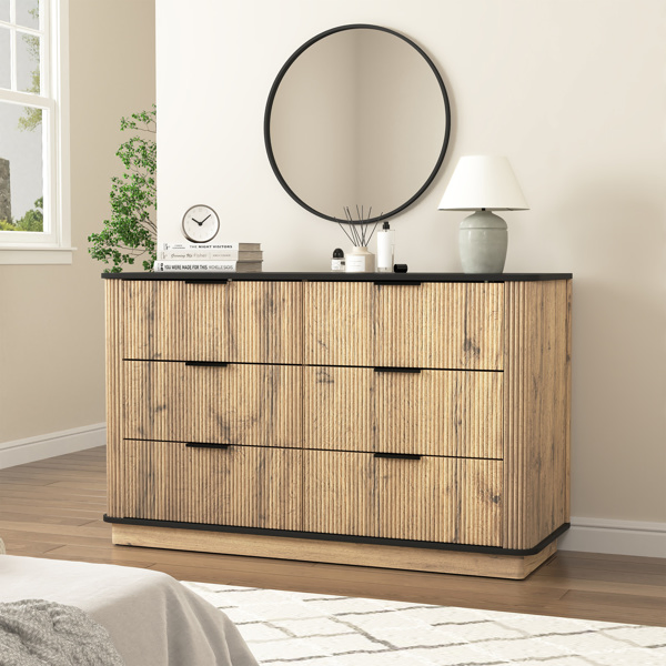 Modern Multi-functional Six-drawer MDF Cabinet,The perfect combination of rounded corners and multifunctional design, with Product Dimensions of 47.2*15.7*29.6 Inches. -26