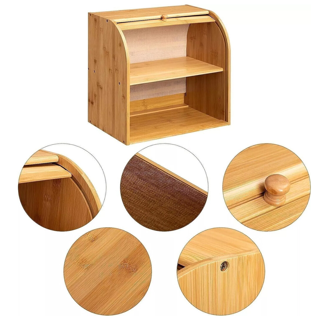 Bread Bin 2 Tiers Double Layer Box Slide Roll Top Food Storage Rack Home Kitchen — image 3