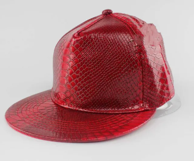 Hip Hop Cap PU Leather Flat Edge Baseball Wine Red - Shop at LoveMi