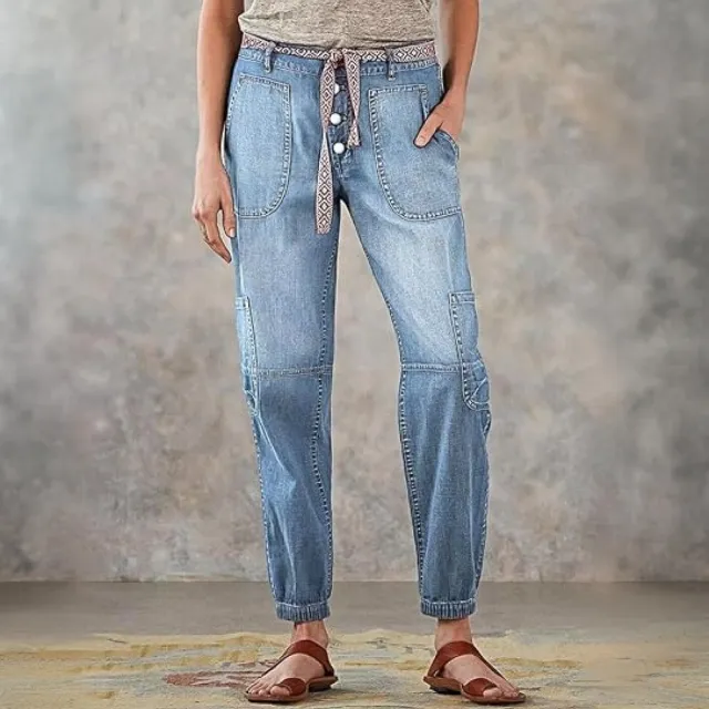 Women's High Waist Lace Up Jeans, Wide Leg Full Length Jeans With A Sexy Corset Style Side Lacing, Statement Denim For Parties And Festivals Ligh... Light Blue - Shop at LoveMi