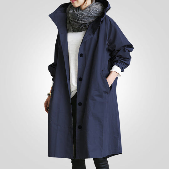 Women's Medium And Long Style Small Man Temperament Waist Closing Long Sleeve Coat