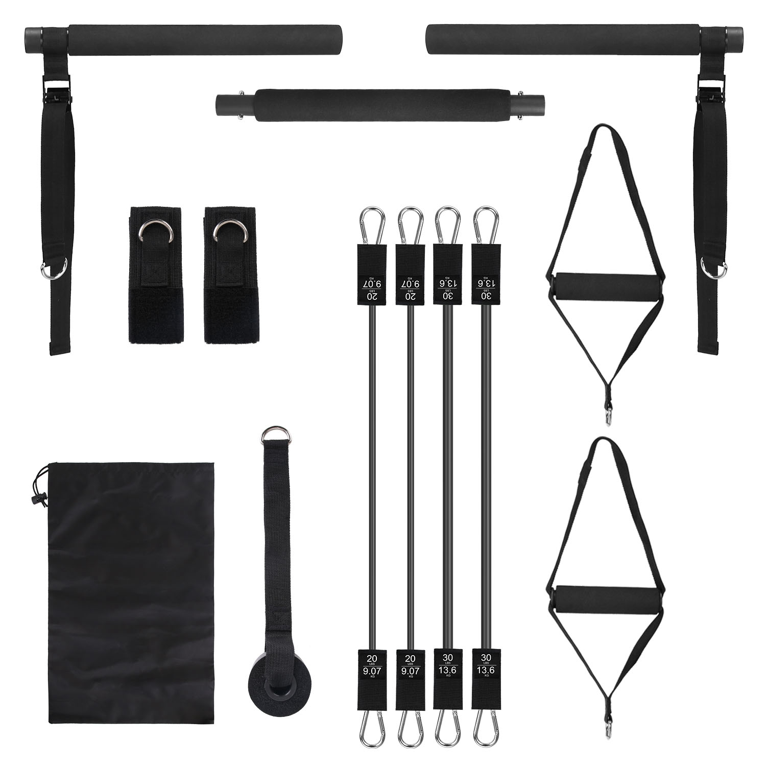 100LBS OR 180LBS Band Options - 1Pc Pilates Bar Kit Multifunctional Pilates Yoga Toning Bar Full Body Exercise Equipment Set For Beginners Intermediates Professionals 4 Elastic Resistance Bands — foto 5