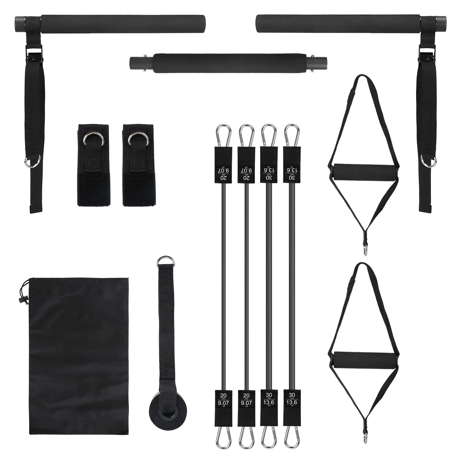 100LBS OR 180LBS Band Options - 1Pc Pilates Bar Kit Multifunctional Pilates Yoga Toning Bar Full Body Exercise Equipment Set For Beginners Intermediates Profess