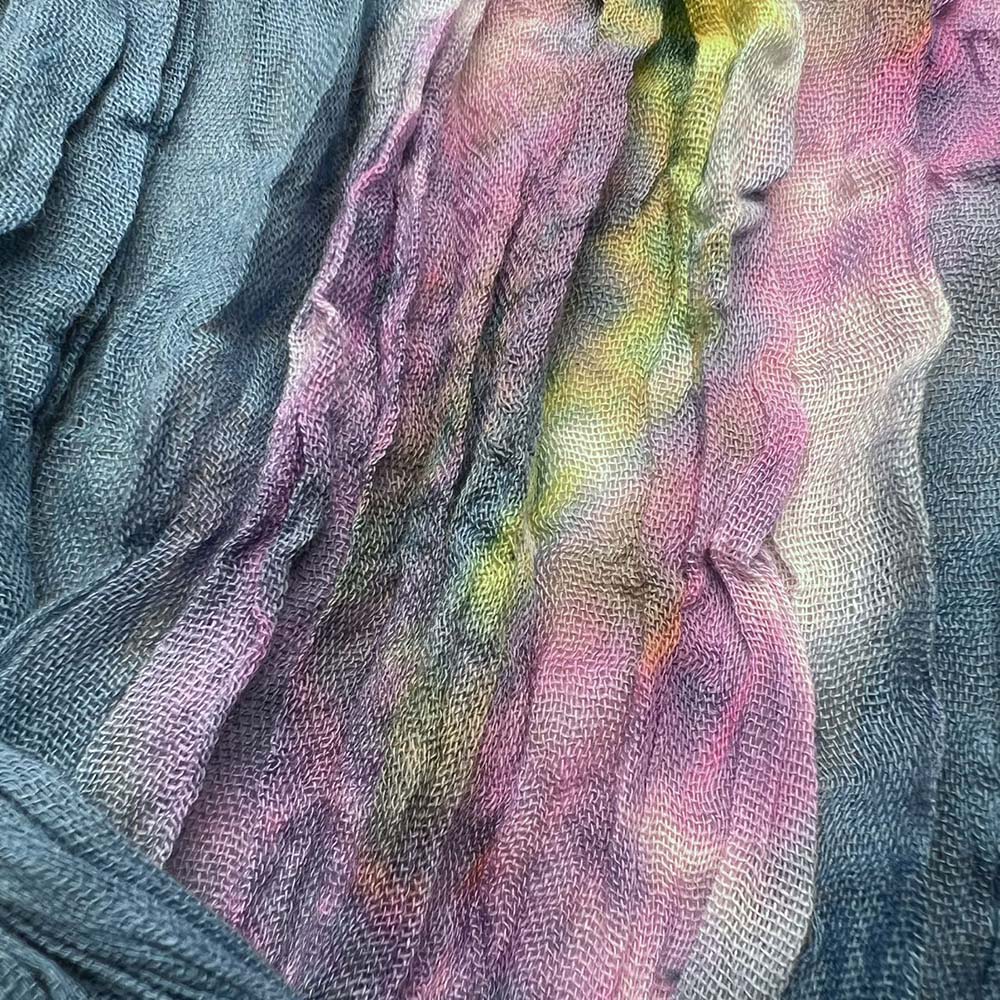 Turquoise Tie-Dye Cotton Scarf – Bohemian Crinkle Scarf 67inchx26inch