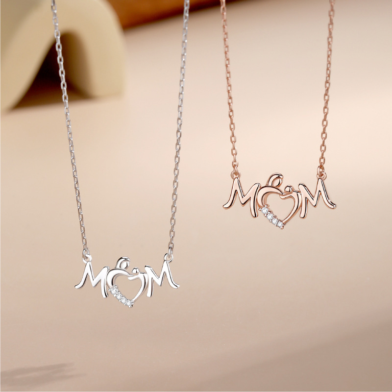 New S925 Sterling Silver Necklace Love Wings Women's Mother's Day Gift