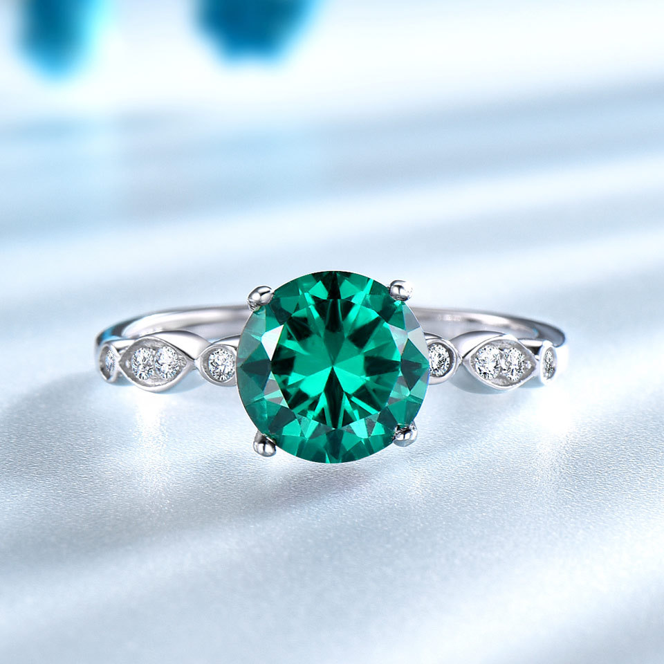 Sapphire Silver Birthstone  Female Ring Jewelry