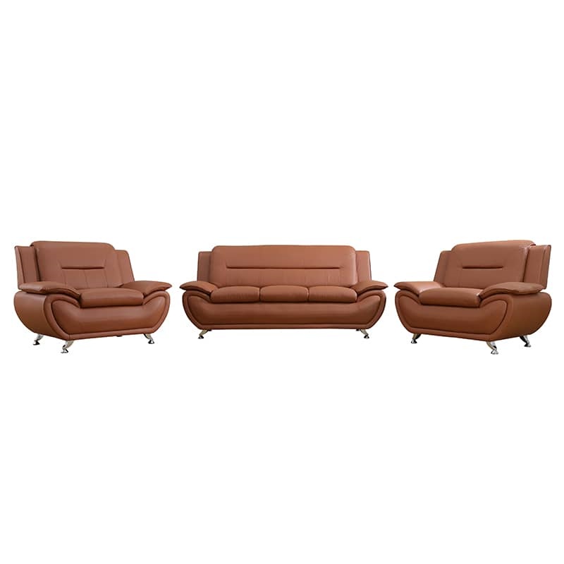 Pickup Only--Bright Bronze Faux Leather 3-Piece Couch Living Room Sofa