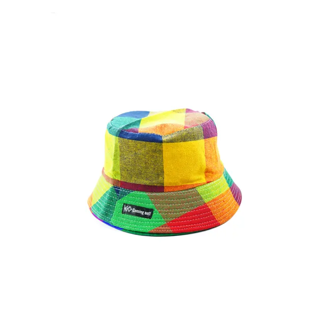 Cotton And Linen Breathable Bucket Hat Rainbow Check Big Grid - Shop at LoveMi