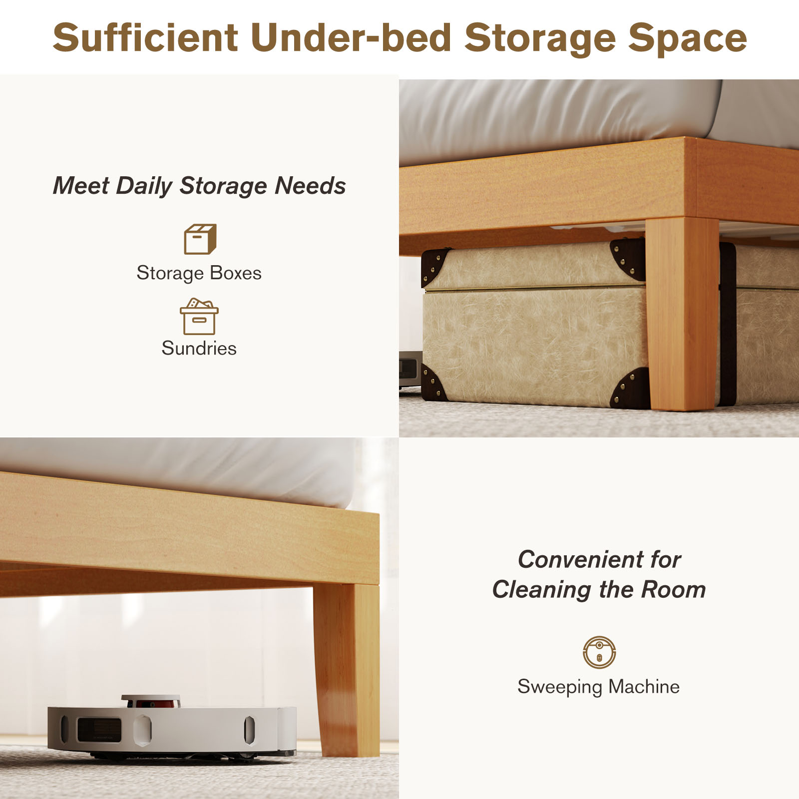 No Need For A Mattress Core. Wooden Platform Bed Frame, With Support Crossbars, And A Mattress Base Made Of Natural Pine Wood.