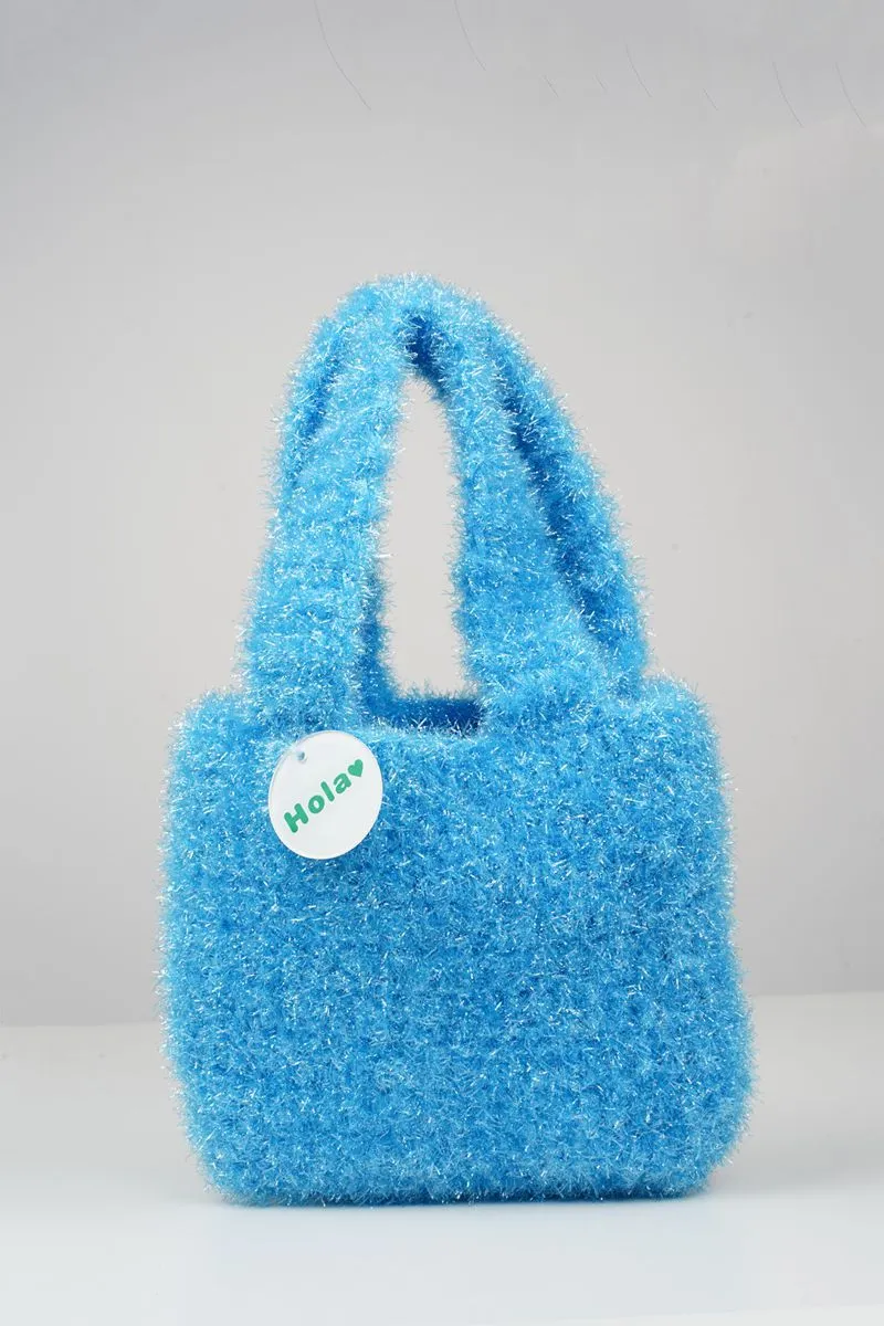 Retro Fashion Women's Style Knitted Handbag - Blue