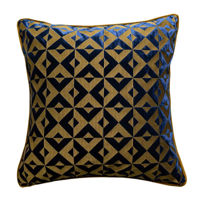 Geometric Jacquard Flannelette Sofa Cushion Sapphire - Shop at LoveMi