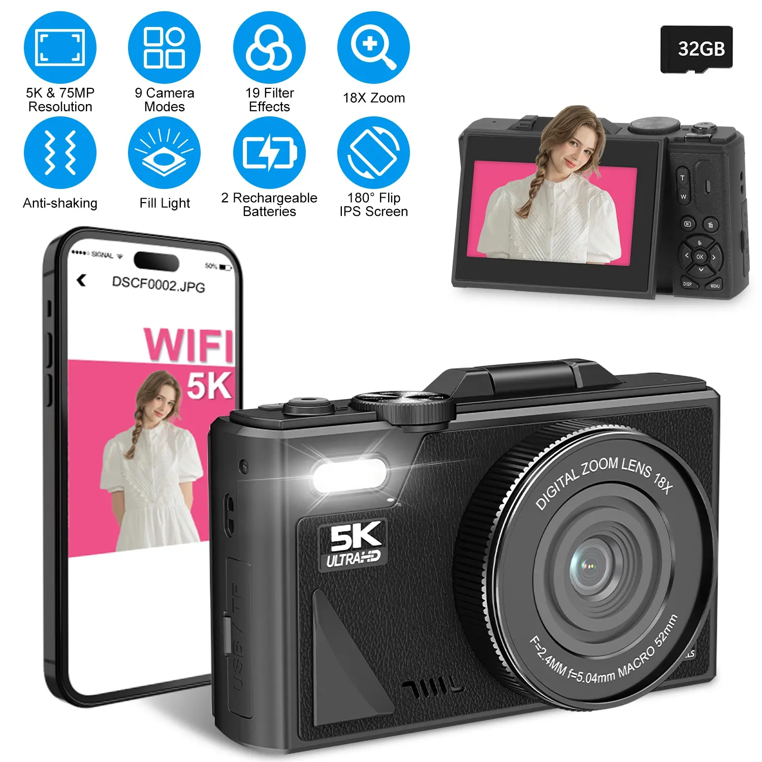 5K 75MP Digital Camera