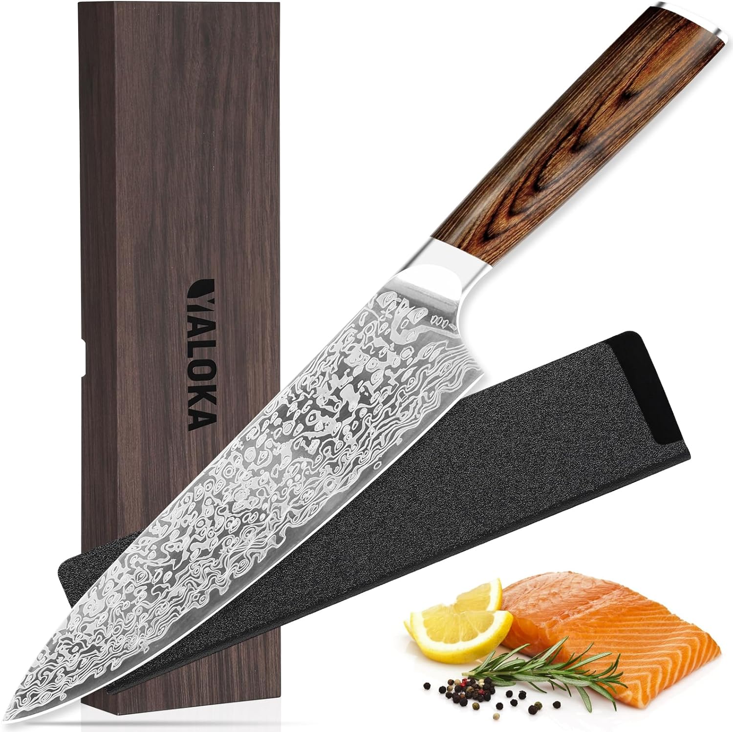 Vanadium-Steel-Chef-Knife-Laser-Pattern-Rosewood-Handle-MATERIAL-1-4116-molybdenum-vanadium-steel-imported-from-Germany-has-been-carefully-polished-through-10-processes-with-a-hardness-of-58HRC-and-a-thickness-of-2mm-Steel-kitchen-knife-is-not-only-sharp-