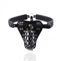 Bondage Flirting Men's Appliances Chastity Pants Leather Strap Adult Bird Cage Sexy Panties - Black Leather - View 1