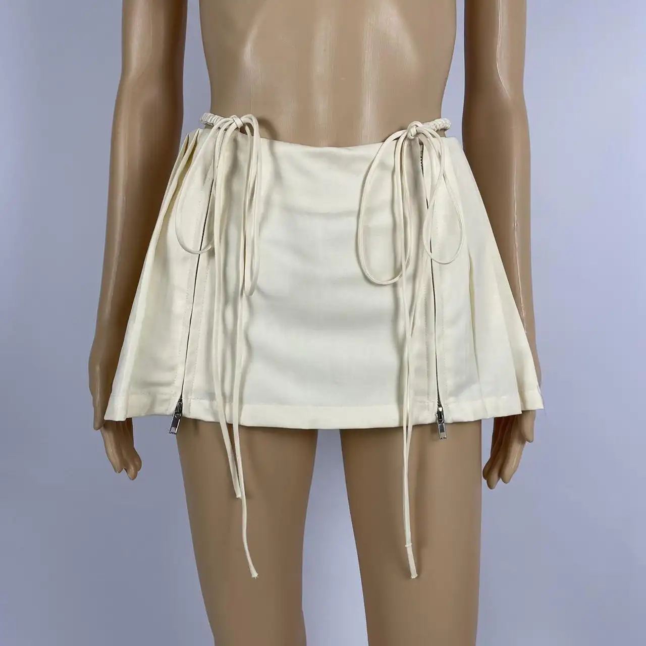High Waist Pleated Skirt With Thin Zipper