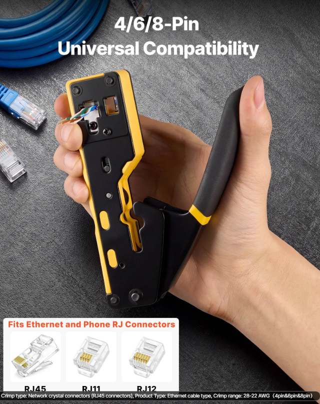 Outil de sertissage VEVOR, pince à sertir ethernet RJ45-RJ11-RJ12 – Image 5