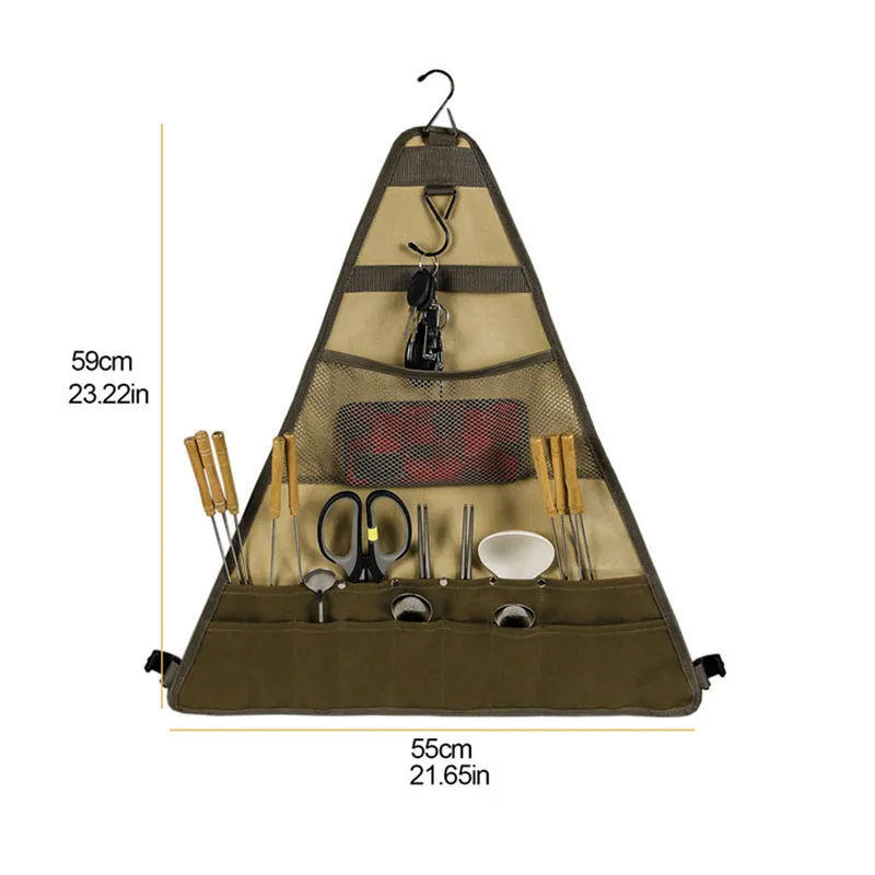 Outdoor Camping Tableware Spatula Spoon Hanging Cookware Foldable Tableware Bag – image 4