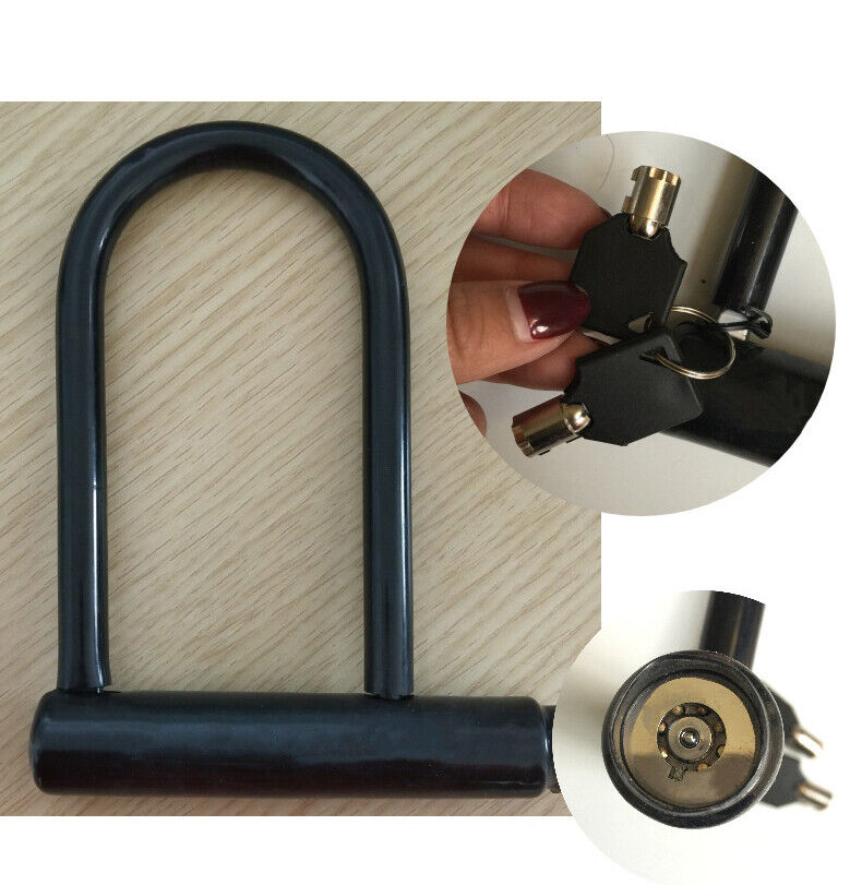 U Shaped Bike Lock Plum Pin W Two Keys Heavy Duty Cable — image 3