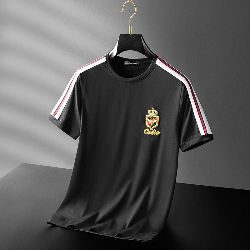 Embroidered Stitching Short-sleeved T-shirt Half-sleeved Men's T-shirt — image 1