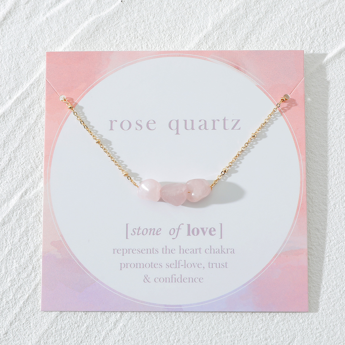 Jewelry Pure Color Rose Quartz Stone Necklace