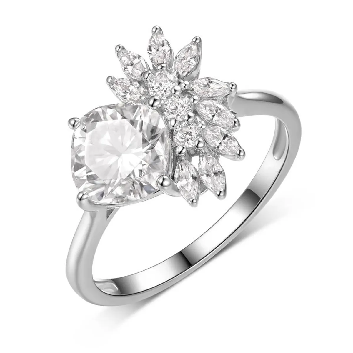 S925 Sterling Silver 7x7mm Cushion Moissanite Ring