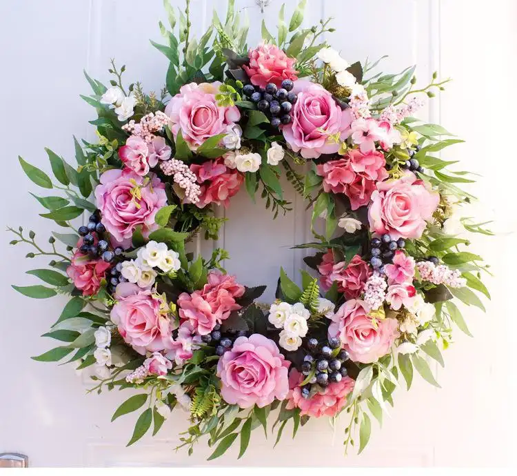Natural Rattan Ring Simulation Berry European Rose Wreath