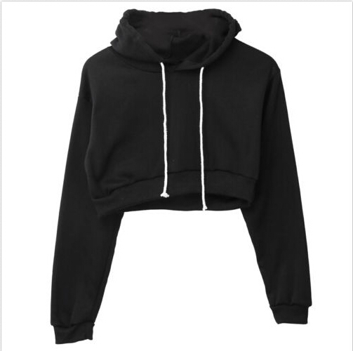 Title 3, Solid color long sleeve ladies hoodie